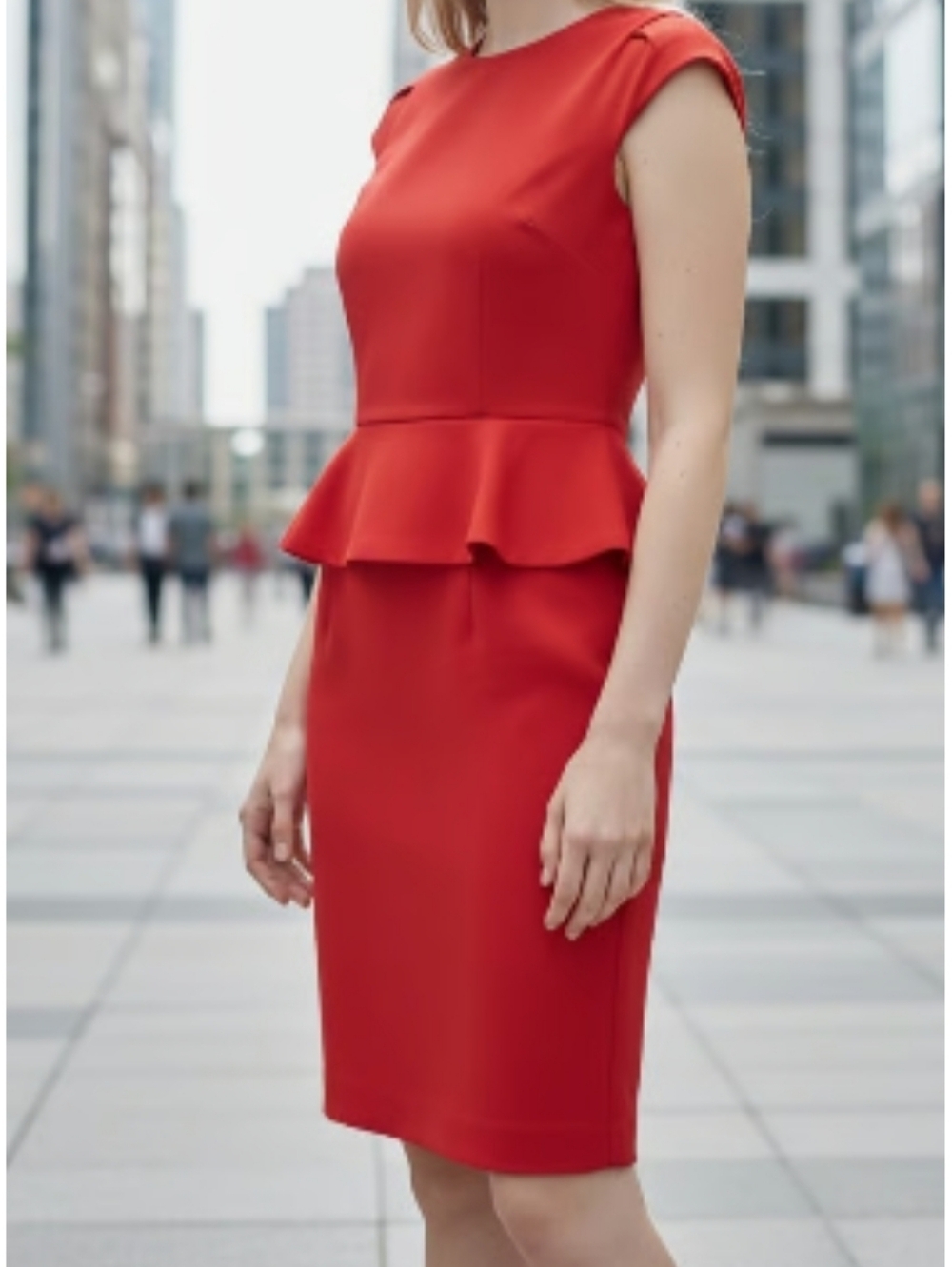 J. Crew Red Cap-Sleeve Peplum Sheath Dress
